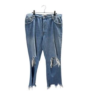 We The Free Size 30 Jeans Women's Blue 100% Cotton Straight Leg Distressed